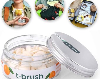 T-Brush Toothpaste Tablets Natural Ingredients, Fluoride, Orange Flavoured, Gluten Free, Cruelty Free, Vegan - 90 Tablets