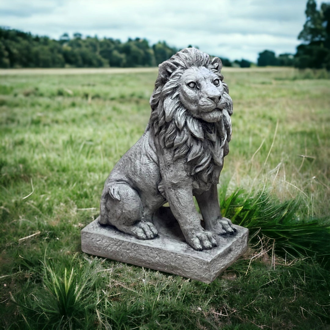 Garden Lion Outdoor Statue Front Door Lions Decor Massive Wild Etsy