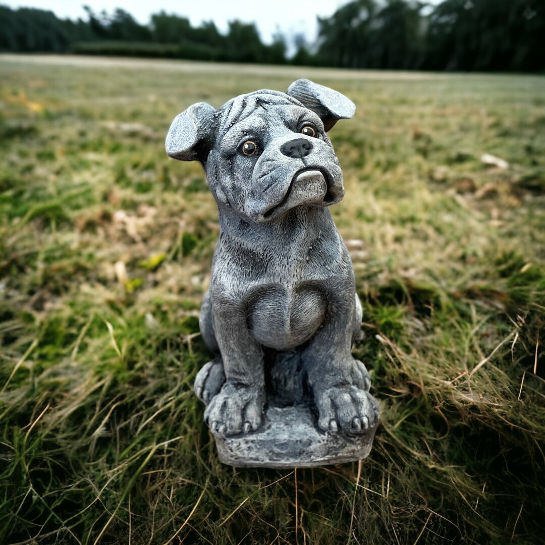 Concrete Boxer Puppy Dog Statue Detailed Boxer Puppy Sculpture Etsy