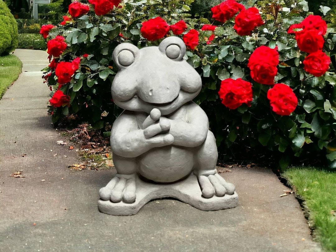 Standing Wild Frog Figure Detailed Happy Frog Figurine Outdoor Stone Animal Statue Etsy