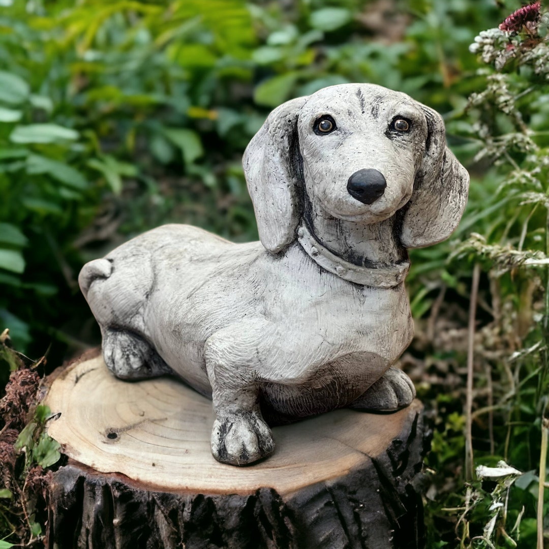 Concrete Dachshund Statue Real Size Dachshund Figure Handmade Dog