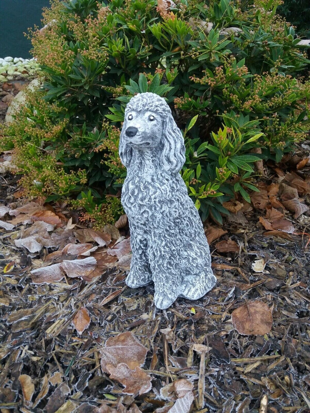 Concrete Sitting Poodle Statue Detailed Poodle Dog Figure Etsy