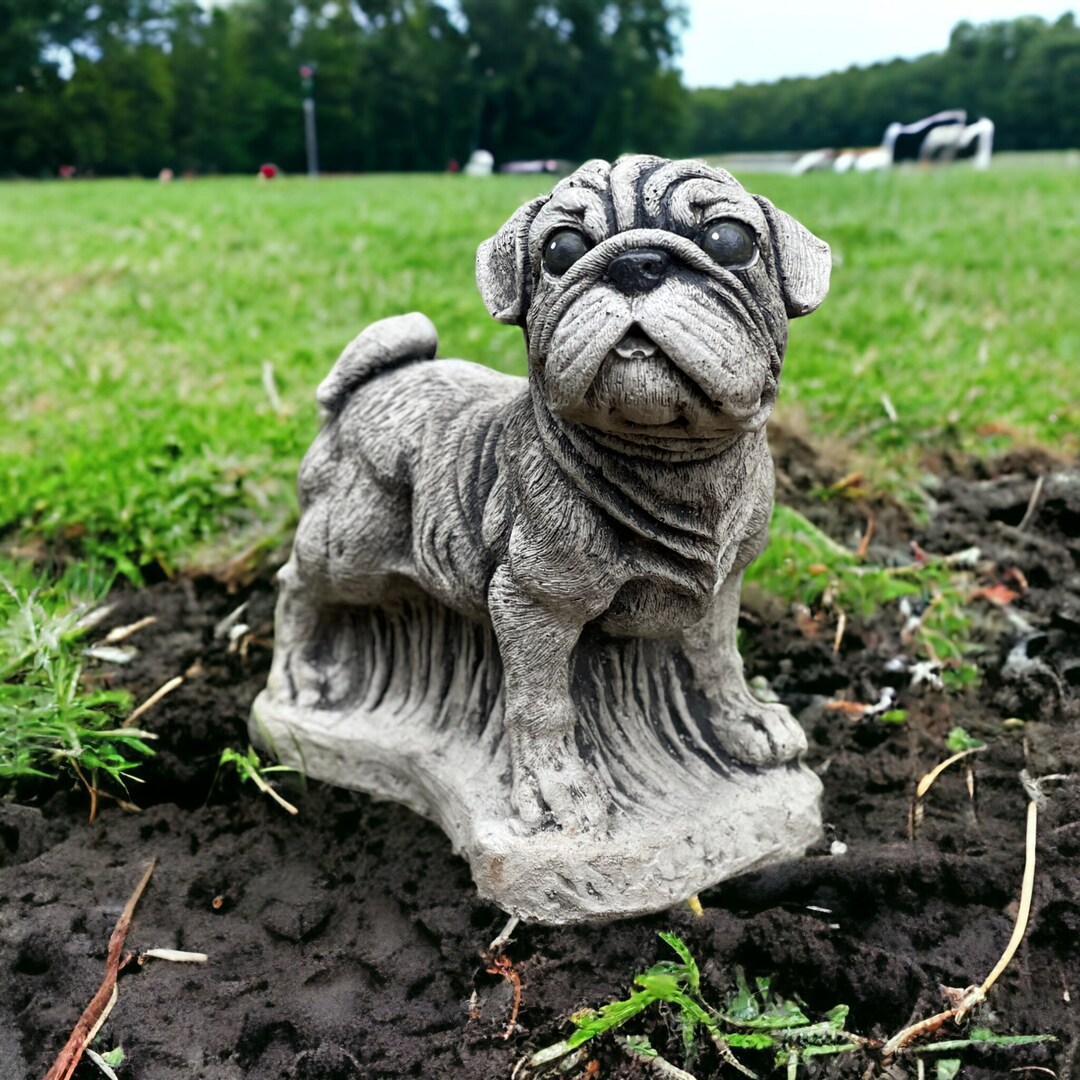 Concrete Puppy Dog Statue Detailed Dog Memorial Figurine Etsy