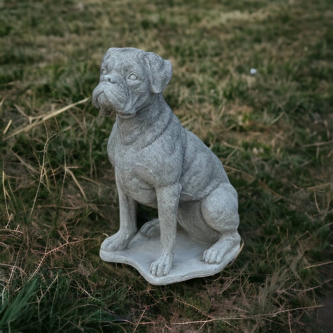 Large Boxer Dog Statue Realistic Boxer Outdoor Sculpture Garden Dog Memorial Figure Etsy