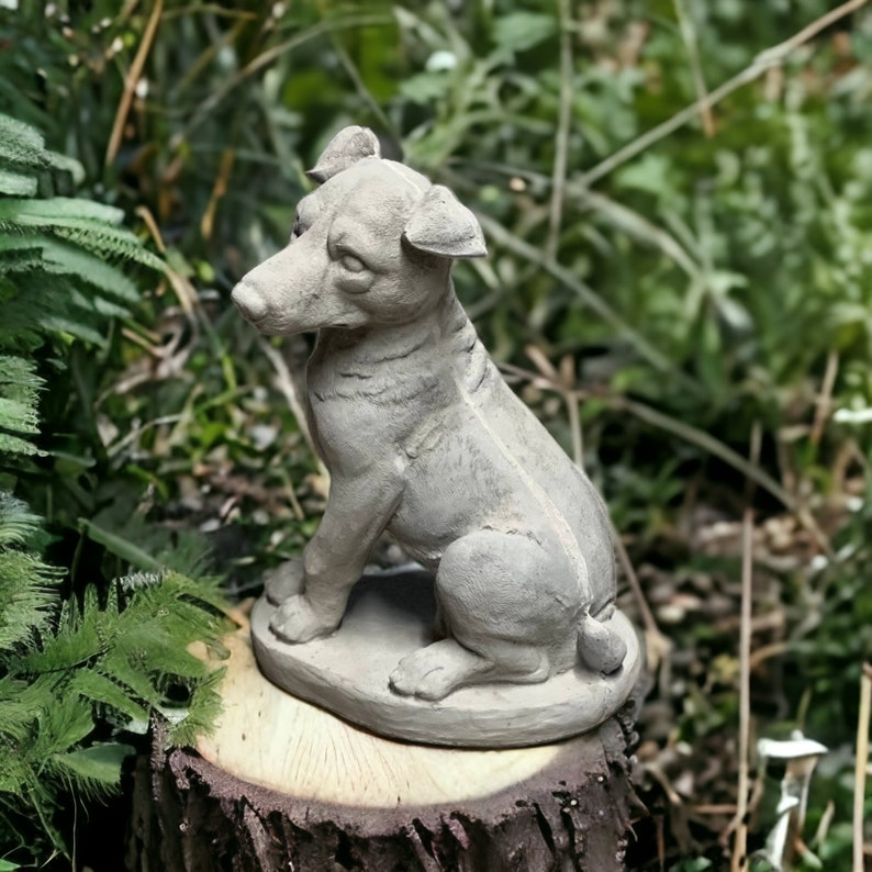 Concrete Jack Russell Statue Sitting Jack Russell Dog Figurine Etsy