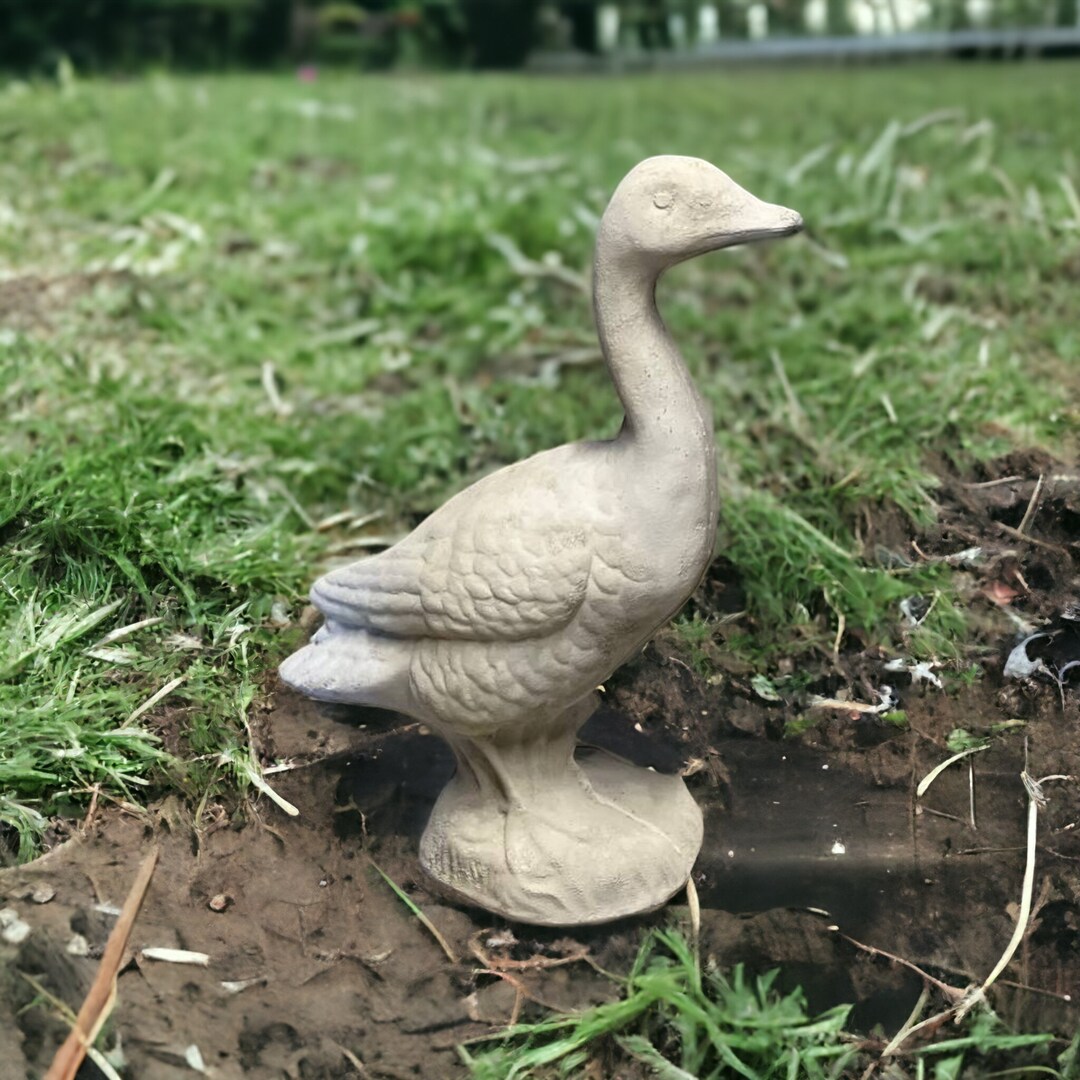 Large Goose Statue Concrete Duck Figurine Massive Gosling Etsy