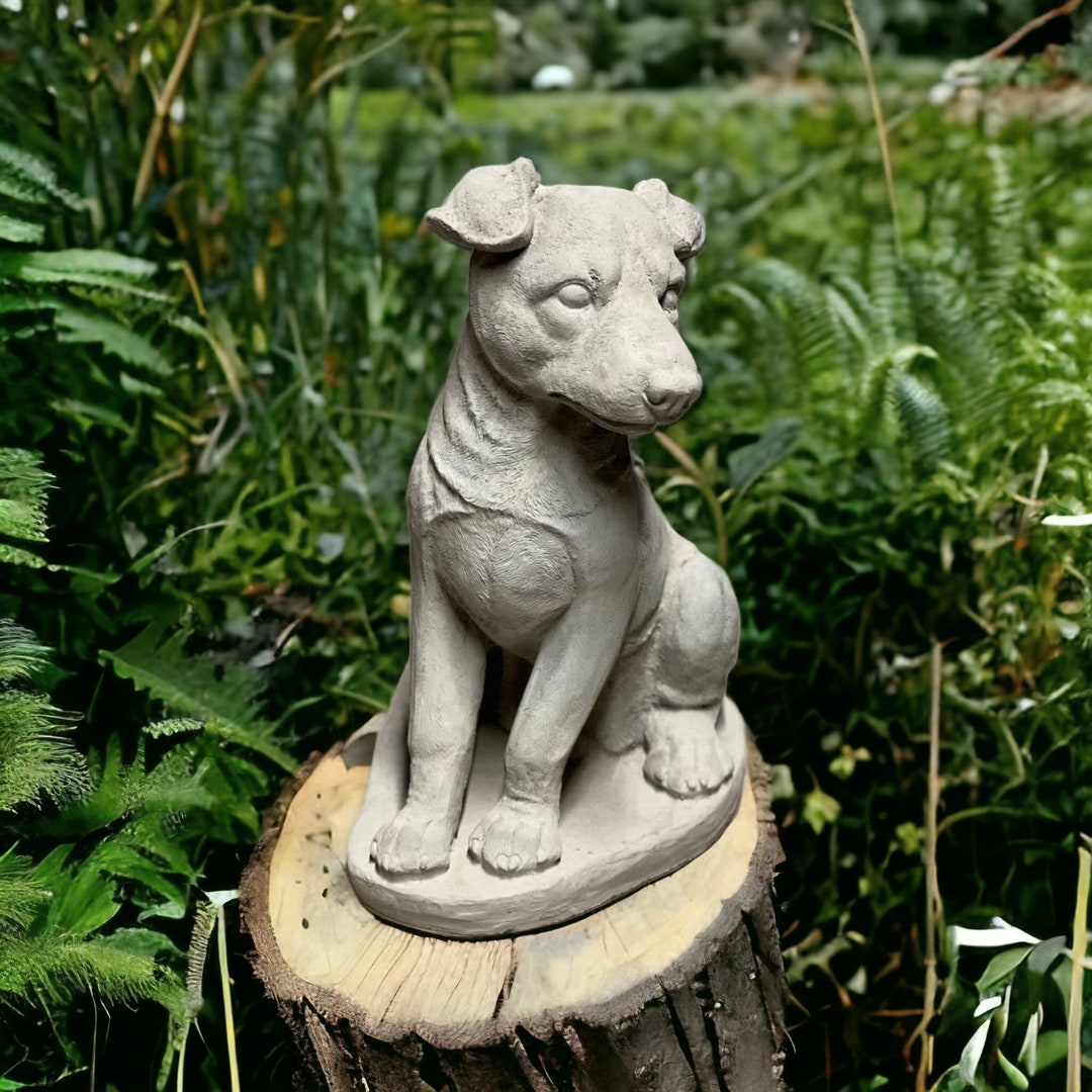 Concrete Jack Russell Statue Sitting Jack Russell Dog Figurine Outdoor Dog Memorial Etsy