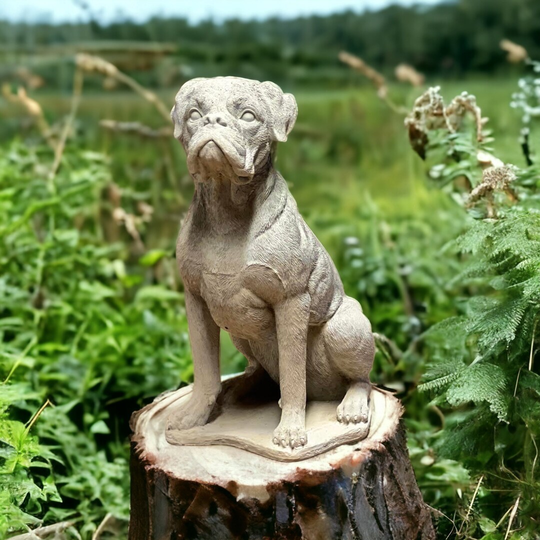 Massive Boxer Dog Memorial Figurine Detailed Boxer Dog Statue Concrete