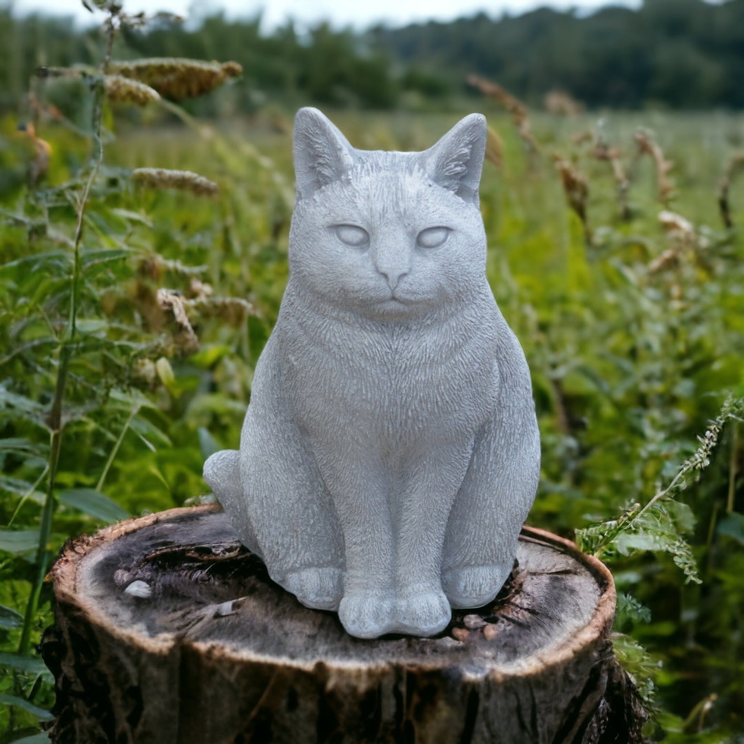 Curious Cat Statue Real Size Kitten Figurine Outdoor Kitty Etsy