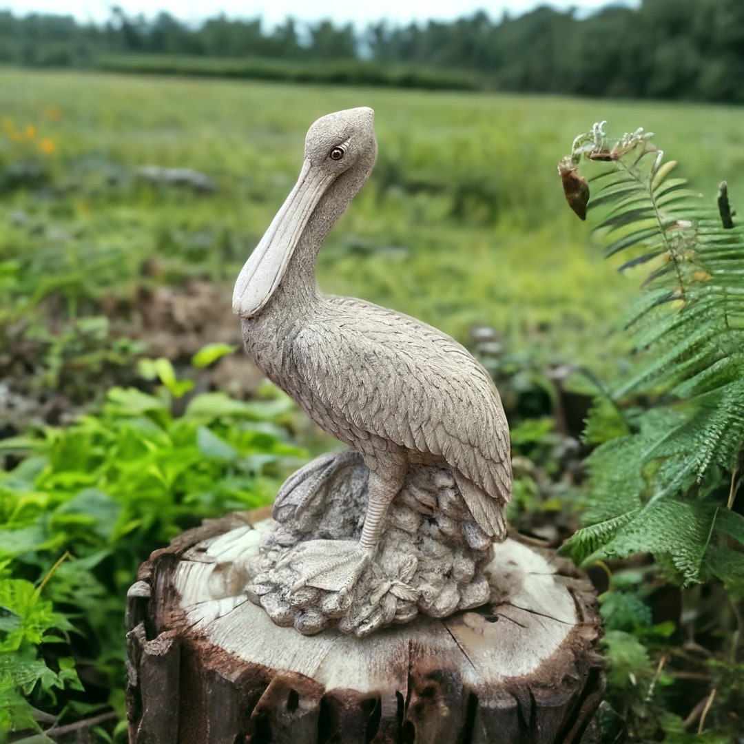 Detailed Pelican Statue Concrete Wild Pelican Figure Garden Decoration