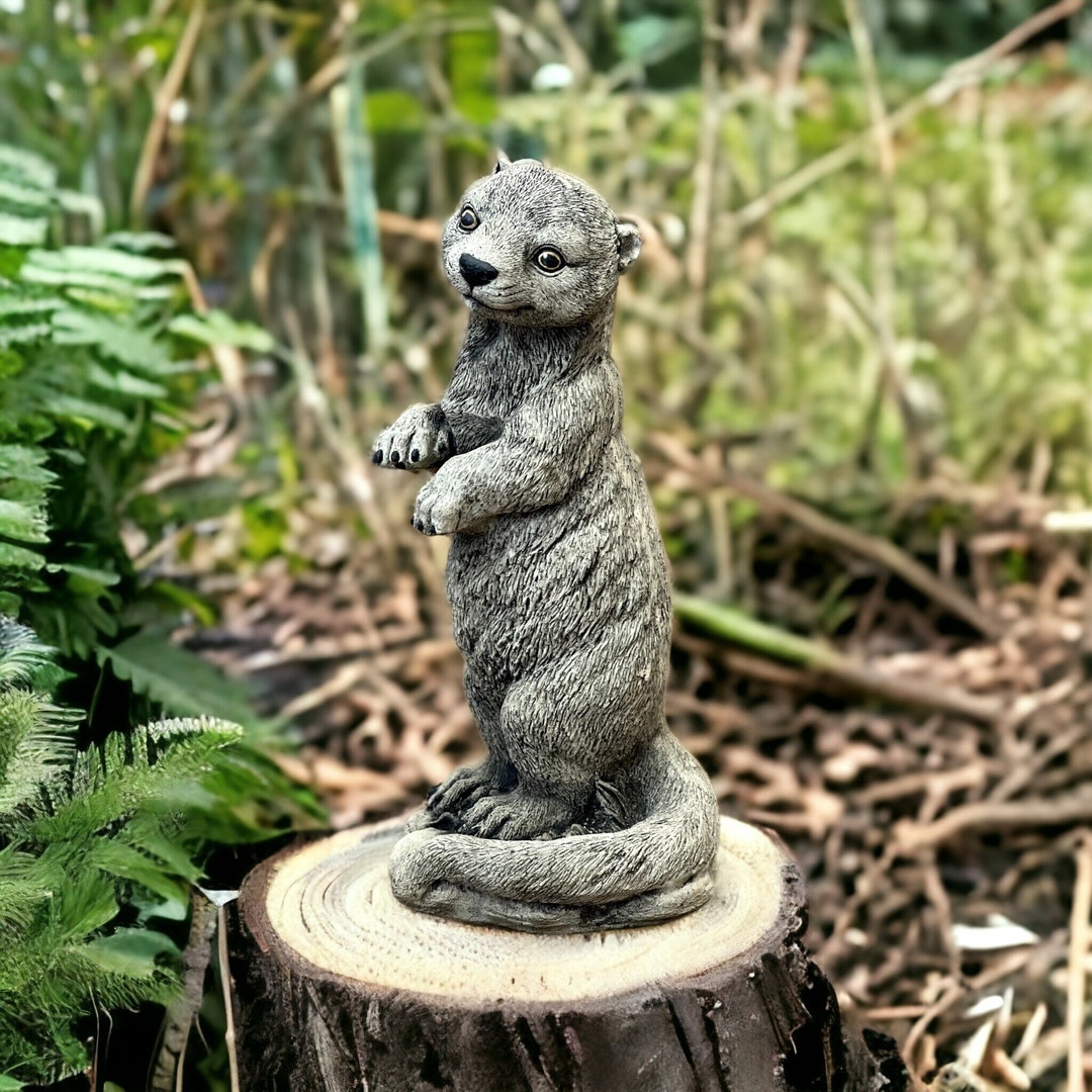 Standing Otter on Basement Statue Concrete Otter Figurine Outdoor and ...
