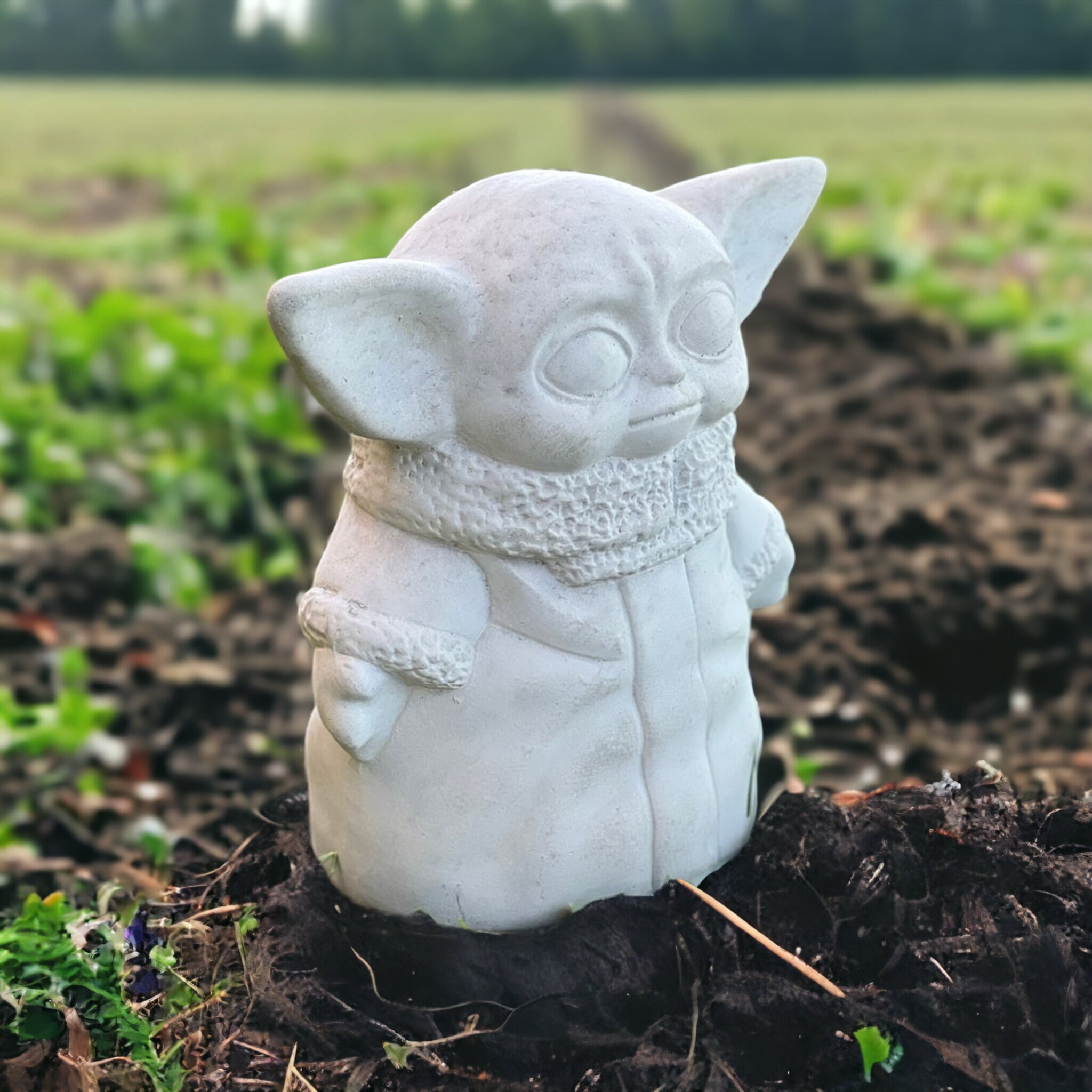 Concrete Baby Yoda Figure Small Garden Yoda Statue Handmade Etsy