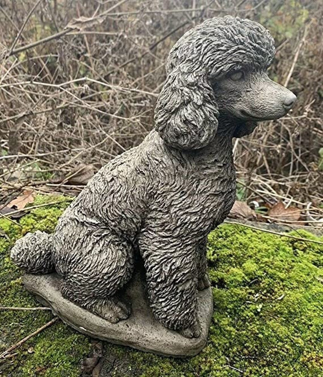 Sitting Concrete Poodle Figure Real Size Poodle Memorial Statue