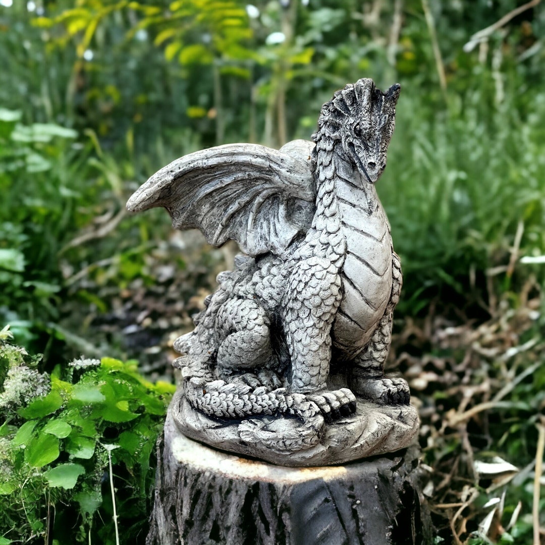 Concrete Dragon Statue Detailed Asian Dragon Figure Zen Garden