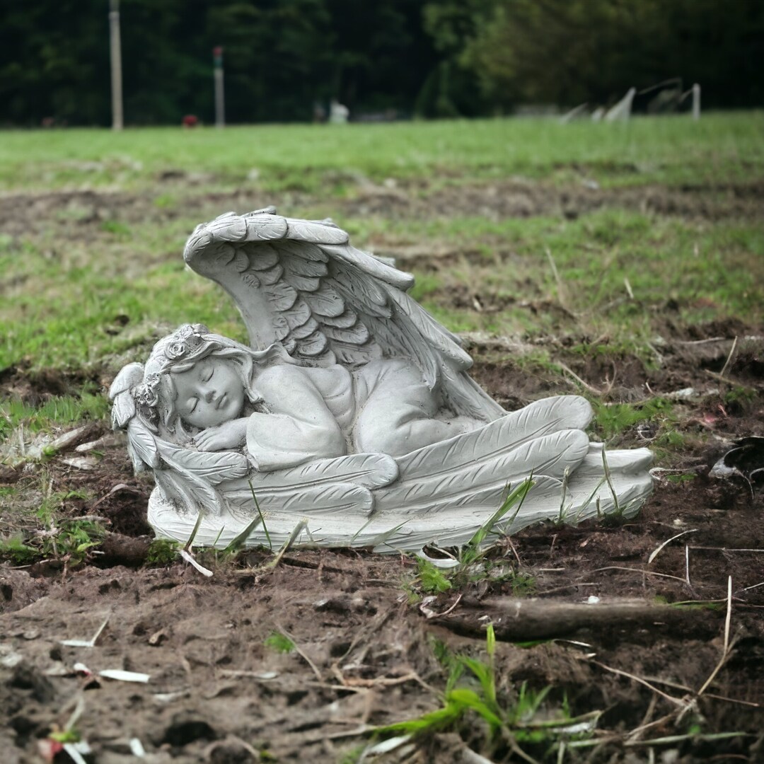 Concrete Angel Child Statue Handmade Sleeping Baby Angel Etsy