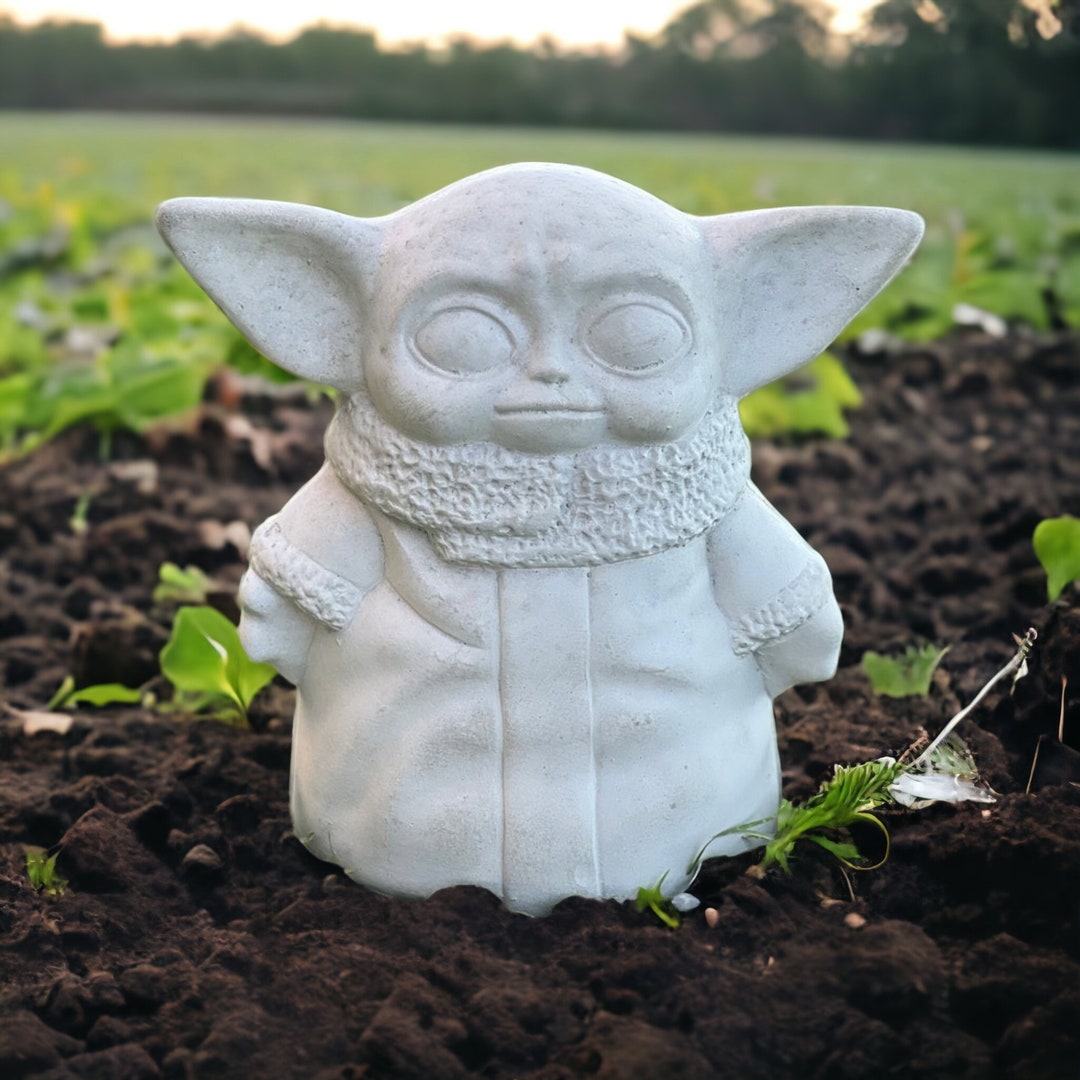 Concrete Baby Yoda Figure Small Garden Yoda Statue Handmade Etsy