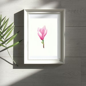 Pink Magnolia Botanical Watercolor |Minimalist Wall Decoration Printable Art | Floral Print| Floral Living room Decoration| Digital DOWNLOAD