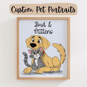Customizable Pet Portrait | Custom Cartoon Drawing Of Your Pet |
