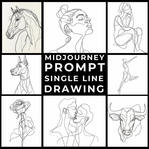 Midjourney Prompts+Images: Custom One-Line Drawing Art Picasso Style, Unique Wall Art, Picasso Style Drawing, Single Line Art, Home Decor