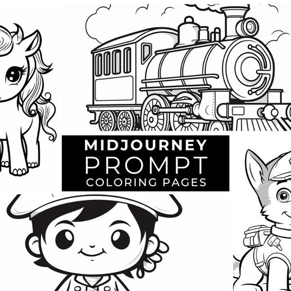 Midjourney Prompt Coloring Pages Kids - Etsy