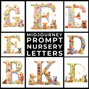 Midjourney Prompt+Images: Custom Nursery Letter Art Midjourney Prompt  - Personalized, Unique Baby Room Decor, Baby Shower/Newborn Gift