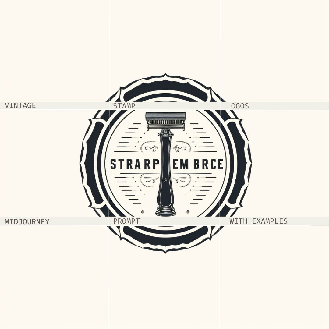 Midjourney Prompt Vintage Stamp Logos, Customizable Digital Artwork