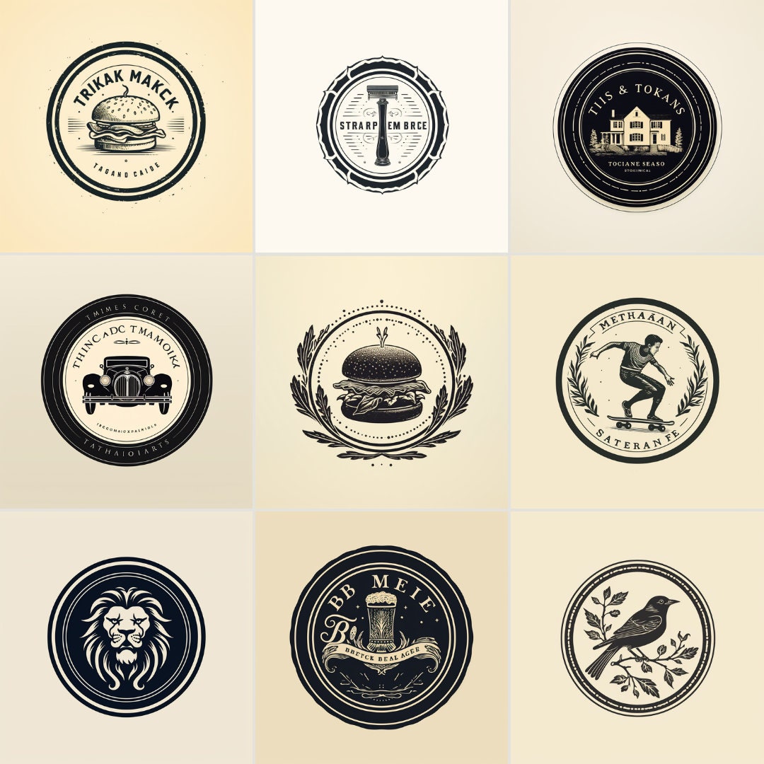 Midjourney Prompt Vintage Stamp Logos, Customizable Digital Artwork
