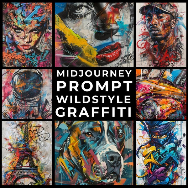 Midjourney Prompt+Images: Wildstyle Graffiti Art, Urban Graffiti Printable Wall Art, Custom Graffiti Design, Street Art Decor, Home Decor