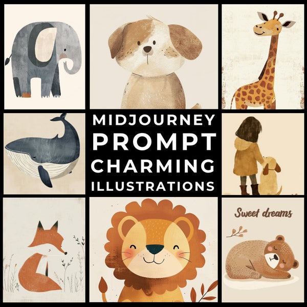 Midjourney Prompts+Images: Earthy Storybook and Nursery Illustrations, Nursery Decor Art, Children’s Book Art, Earthy Art Prints, Folk Art