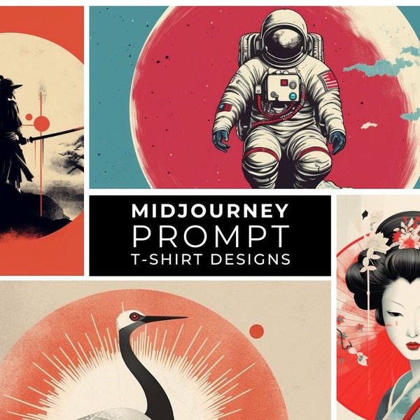 Midjourney Prompt: Japanische Kunst T-Shirt Designs und Kunstdrucke, druckbare Wandkunst, japanische Dekoration, moderne Kunst, Sofortiger Download