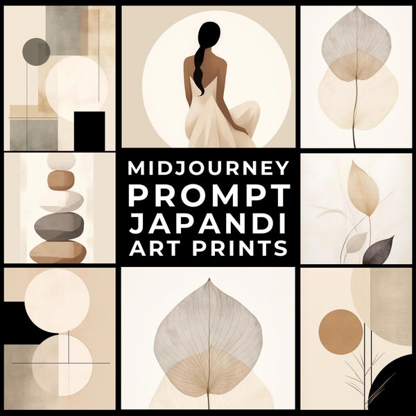 Midjourney Prompt+Images: Japandi Boho Wall Art Prints, Minimalist Abstract Japandi Bohemian Art, Unique Scandinavian-Japanese Home Decor