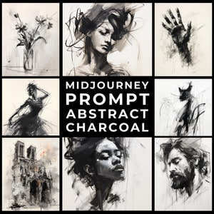 Midjourney Prompt+Images: Charcoal Sketch Art, Abstract Art, Home Decor, Custom Sketch Artworks, Unique Charcoal  Artwork, Rough Sketch Art