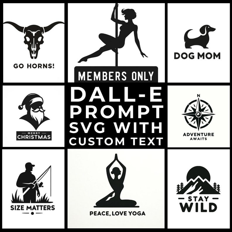 Midjourney Promptsimages Custom Text SVG Black & White Etsy