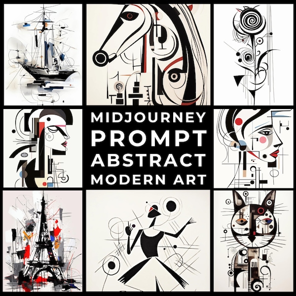 Midjourney Prompt+Images: Kandinsky-style Abstract Art, Modern Contemporary Decor, Geometric Home Decor, Custom Unique Abstract Wall Art