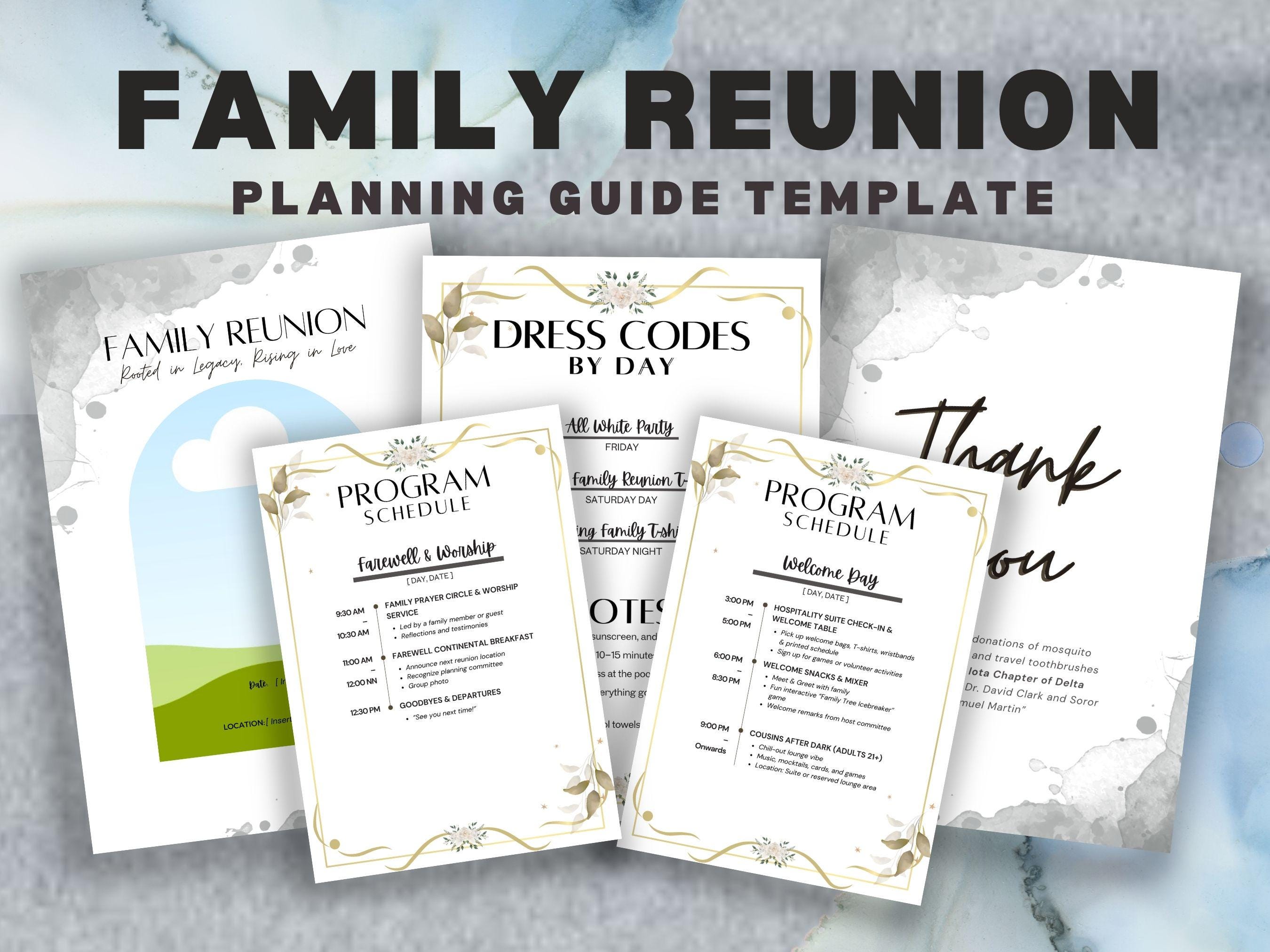 Reunion Program Script Sample Editable Family Reunion Program Template: Keepsake Booklet (digital ...