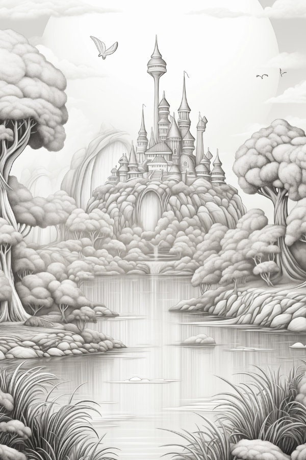 25 Printable Adult Colouring Pages Dreamy Lands - Etsy