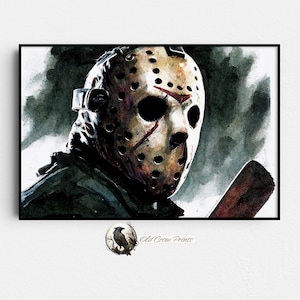 Jason Vorhees viernes 13, arte de pared de película de terror de Halloween, póster de película espeluznante de miedo, decoración del hogar de la sala de juegos, regalos para él