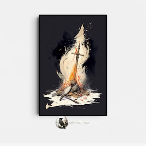 Hoguera de almas oscuras, arte de póster de juegos, pintura de películas, cine, arte de videojuegos, arte de TV, arte de pared, arte de juegos, decoración de sala de jugadores, regalos de juegos