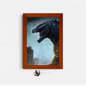 Godzilla Profil Aquarell, Godzilla Geschenke für Ihn, Monster Film, Vintage Sci-Fi, Kult Film Poster Klassiker, Kunst Sci-Fi, Fantasy Film
