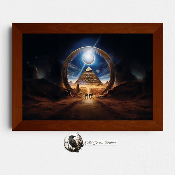 Stargate Watercolor Painting Digital Print, Science Fiction Home Decor, Sci Fi Wall Art, Egyptian Fantasy, Cult Film Poster Art, Iris Portal