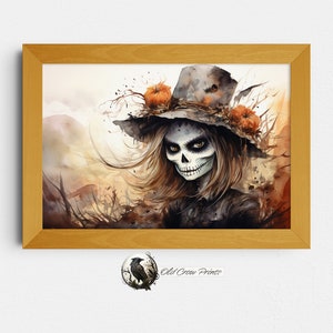 Halloween All Hallows Eve Girl Painting, Cute Halloween Fall Home Decor, Pumpkin Spice Art, Jack-O-Lantern Decor, Witchy Boo Pumpkin Decor