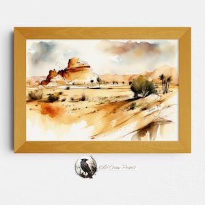 The Copper Desert, Southwestern Wall Décor, Mid Century Modern Boho Décor, Cactus Decor, Western Art, Desert Watercolor Print, Earth tone