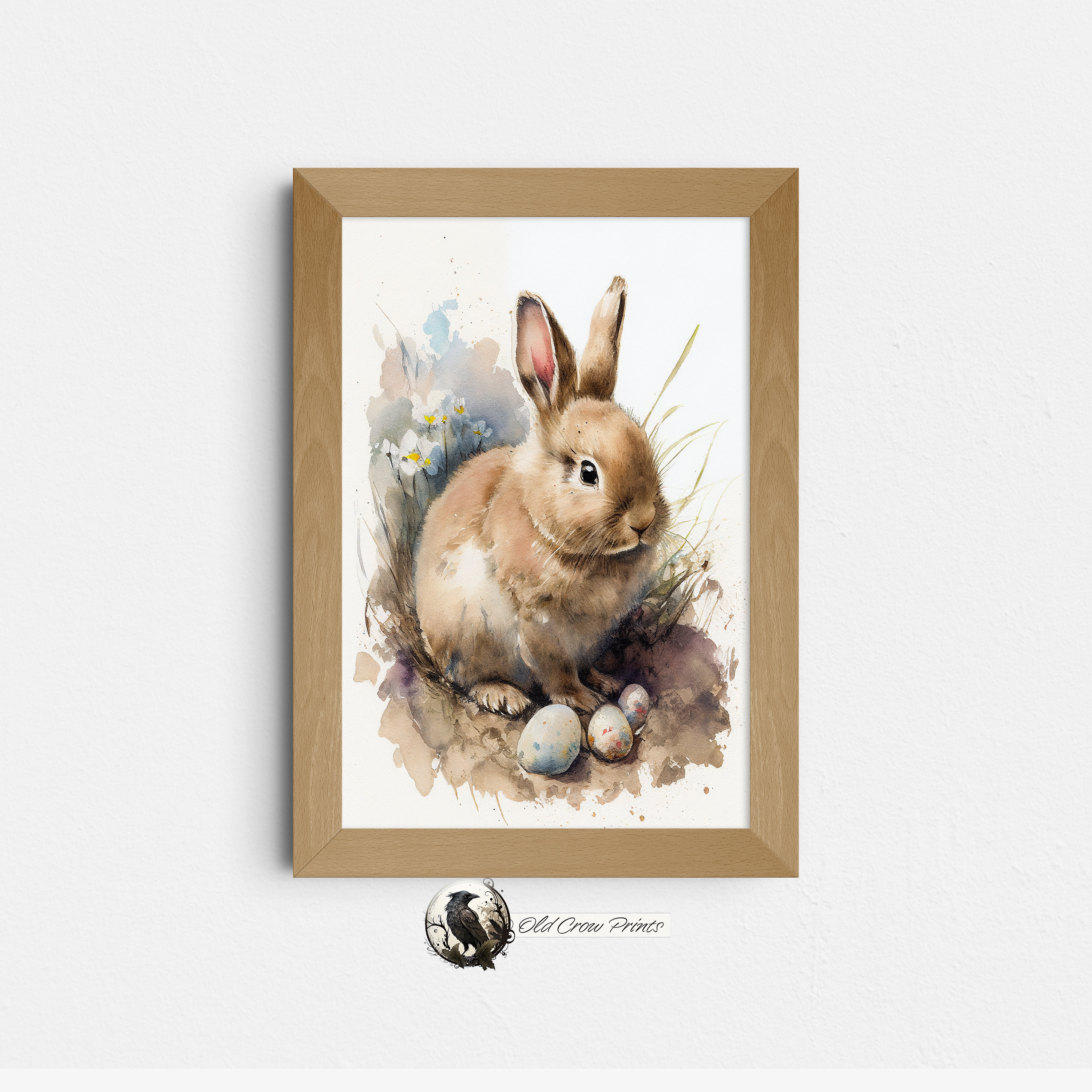 Easter Bunny, Easter Watercolor Painting, Digital Print, Farmhouse