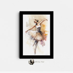 Ballerina Dancing, Watercolor Painting, Digital Print