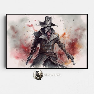 Bloodborne Hunter, Dark Souls Poster Art, Movie Painting, Film, Video Game, TV Art, Wall Art, Elden Ring, Gamer Room Decor, Gaming Gifts