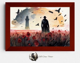 La Torre Oscura, Pintura de acuarela de paisaje, Stephen King, Arte de fantasía, Pintura de fantasía, Medio mundo, Mundo final, Roland el Pistolero, rosa
