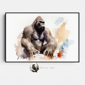 King Kong Rustic Watercolor, Godzilla Gifts for Him, Monster Movie, Vintage Sci-Fi, Cult Movie Poster Classic, Art Sci-Fi, Fantasy Film