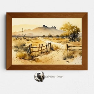 Country Roads Watercolor, Western Decor, Southwestern Wall Art, Southern Home Art, Ranch Wall Decor, Cowboy Poster, Master Bedroom Decor