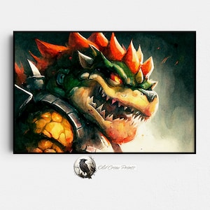 Super Mario Brothers Watercolor, Gaming Poster Art, Movie, Film, Video Games, TV Art, Wall Art, Mario Bros, Gamer Room Decor, Gaming Gifts