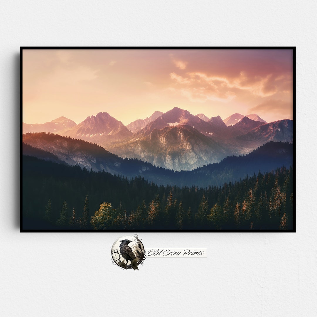 Mountain Range Wall Art, Nature Nursery Wall Print, Midwest Watercolor